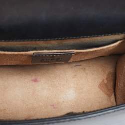 Pre Owned Gucci Black Leather Mini Web Chain Sylvie Shoulder Bag