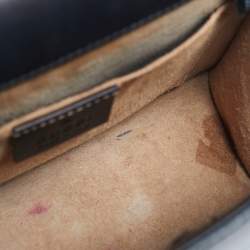 Pre Owned Gucci Black Leather Mini Web Chain Sylvie Shoulder Bag