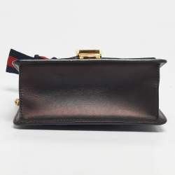 Pre Owned Gucci Black Leather Mini Web Chain Sylvie Shoulder Bag