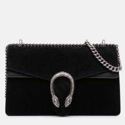 Pre Owned Gucci Black Small Velvet Dionysus Shoulder Bag