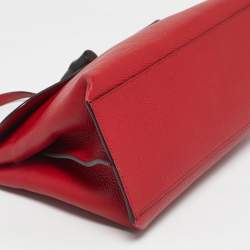 Pre Owned Gucci Red Leather Medium Bamboo Daily Top Handle Bag