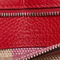 Pre Owned Gucci Red Leather Medium Bamboo Daily Top Handle Bag