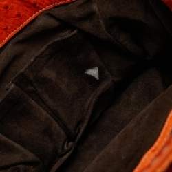 Pre Owned Gucci Orange Ostrich Large Dialux Queen Satchel