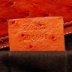 Pre Owned Gucci Orange Ostrich Large Dialux Queen Satchel