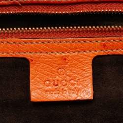 Pre Owned Gucci Orange Ostrich Large Dialux Queen Satchel