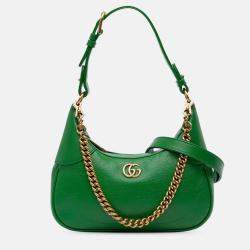 Pre Owned Gucci Green Small Leather Aphrodite Satchel