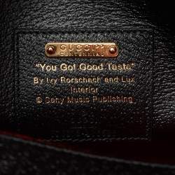 Pre Owned Gucci Red/Black Felt and Leather Script Logo 100 Centennial Tote