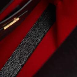 Pre Owned Gucci Red/Black Felt and Leather Script Logo 100 Centennial Tote