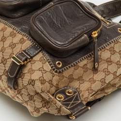 Pre Owned Gucci Beige/Brown GG Canvas and Leather Medium Darwin Convertible Backpack