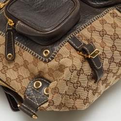 Pre Owned Gucci Beige/Brown GG Canvas and Leather Medium Darwin Convertible Backpack