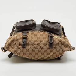 Pre Owned Gucci Beige/Brown GG Canvas and Leather Medium Darwin Convertible Backpack