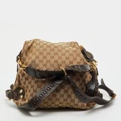 Pre Owned Gucci Beige/Brown GG Canvas and Leather Medium Darwin Convertible Backpack