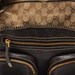 Pre Owned Gucci Beige/Brown GG Canvas and Leather Medium Darwin Convertible Backpack