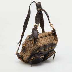 Pre Owned Gucci Beige/Brown GG Canvas and Leather Medium Darwin Convertible Backpack