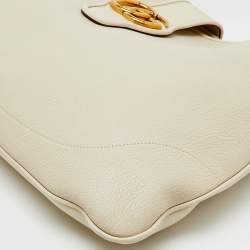 مملوكة مسبقًا Gucci White Leather Double G Large Aphrodite Shoulder Bag
