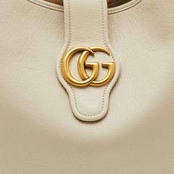 مملوكة مسبقًا Gucci White Leather Double G Large Aphrodite Shoulder Bag