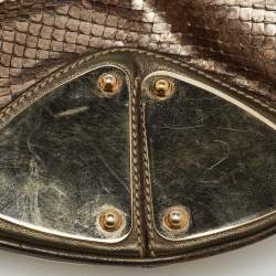 Pre Owned Gucci Metallic Grey Python and Leather Large Babouska Indy Top Handle Bag