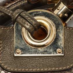 Pre Owned Gucci Metallic Grey Python and Leather Large Babouska Indy Top Handle Bag