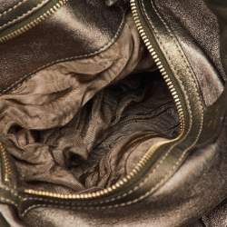 Pre Owned Gucci Metallic Grey Python and Leather Large Babouska Indy Top Handle Bag