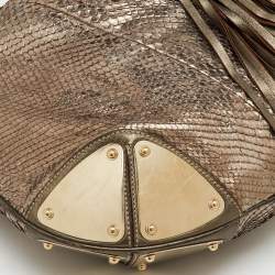 Pre Owned Gucci Metallic Grey Python and Leather Large Babouska Indy Top Handle Bag
