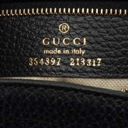 Pre Owned Gucci Black Pebbled Leather Medium Swing Tote