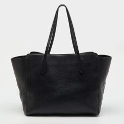 Pre Owned Gucci Black Pebbled Leather Medium Swing Tote