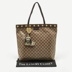 Pre Owned Gucci Brown/Beige GG Crystal Canvas Babouska Tote