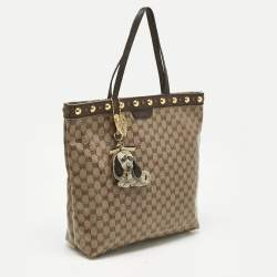 Pre Owned Gucci Brown/Beige GG Crystal Canvas Babouska Tote