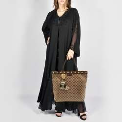 Pre Owned Gucci Brown/Beige GG Crystal Canvas Babouska Tote