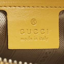 Pre Owned Gucci Mustard Diamante Leather Bowler Bag