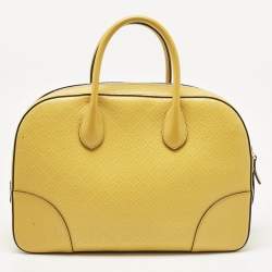 Pre Owned Gucci Mustard Diamante Leather Bowler Bag