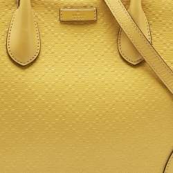 Pre Owned Gucci Mustard Diamante Leather Bowler Bag