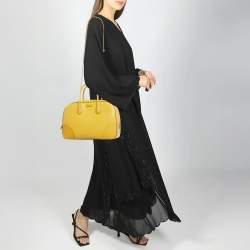 Pre Owned Gucci Mustard Diamante Leather Bowler Bag