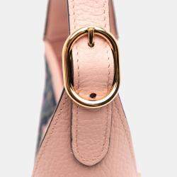 Pre Owned Gucci Blue/Pink Limited Edition Small GG Embroidered Denim Floral Jackie 1961 Crossbody