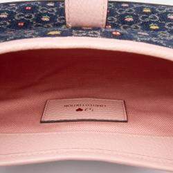 Pre Owned Gucci Blue/Pink Limited Edition Small GG Embroidered Denim Floral Jackie 1961 Crossbody