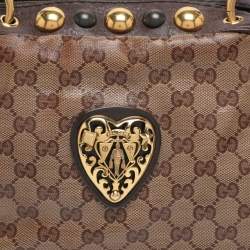 Pre Owned Gucci Beige/Brown GG Crystal Canvas Babouska Crest Dome Bag