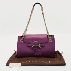 Pre Owned Gucci Purple Leather Large Emily Chain Shoulder Bag