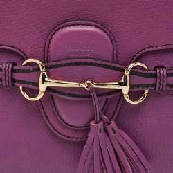 Pre Owned Gucci Purple Leather Large Emily Chain Shoulder Bag