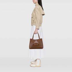 Pre Owned Gucci Brown Medium Leather Horsebit 1955 Tote