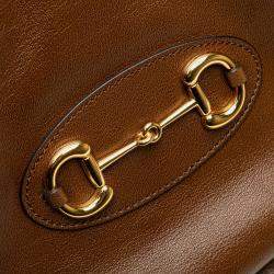 Pre Owned Gucci Brown Medium Leather Horsebit 1955 Tote