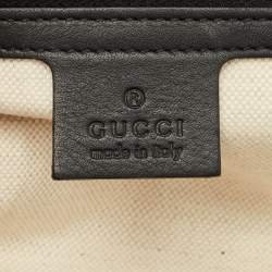 Pre Owned Gucci Black Leather Bamboo Frame Tassel Clutch