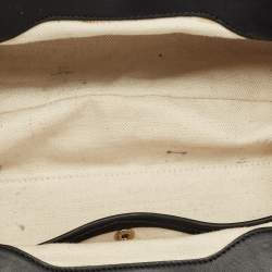 Pre Owned Gucci Black Leather Bamboo Frame Tassel Clutch