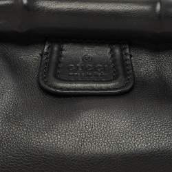Pre Owned Gucci Black Leather Bamboo Frame Tassel Clutch