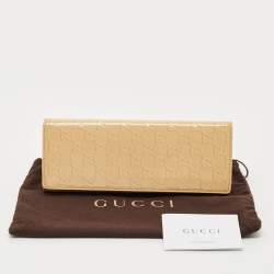 Pre Owned Gucci Cream Guccissima Patent Leather Broadway Clutch
