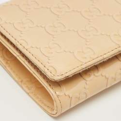 Pre Owned Gucci Cream Guccissima Patent Leather Broadway Clutch