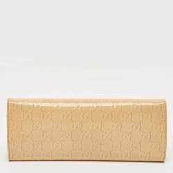 Pre Owned Gucci Cream Guccissima Patent Leather Broadway Clutch