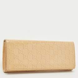 Pre Owned Gucci Cream Guccissima Patent Leather Broadway Clutch