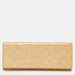 Pre Owned Gucci Cream Guccissima Patent Leather Broadway Clutch