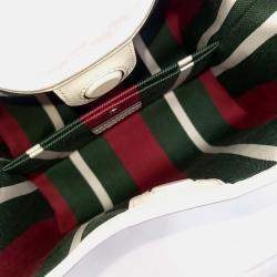 Pre Owned Gucci Beige Leather and Coated canvas GG Emblem Small Bucket Bag
