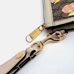 Pre Owned Gucci Beige Brown Coated canvas Les Pommes Pouch